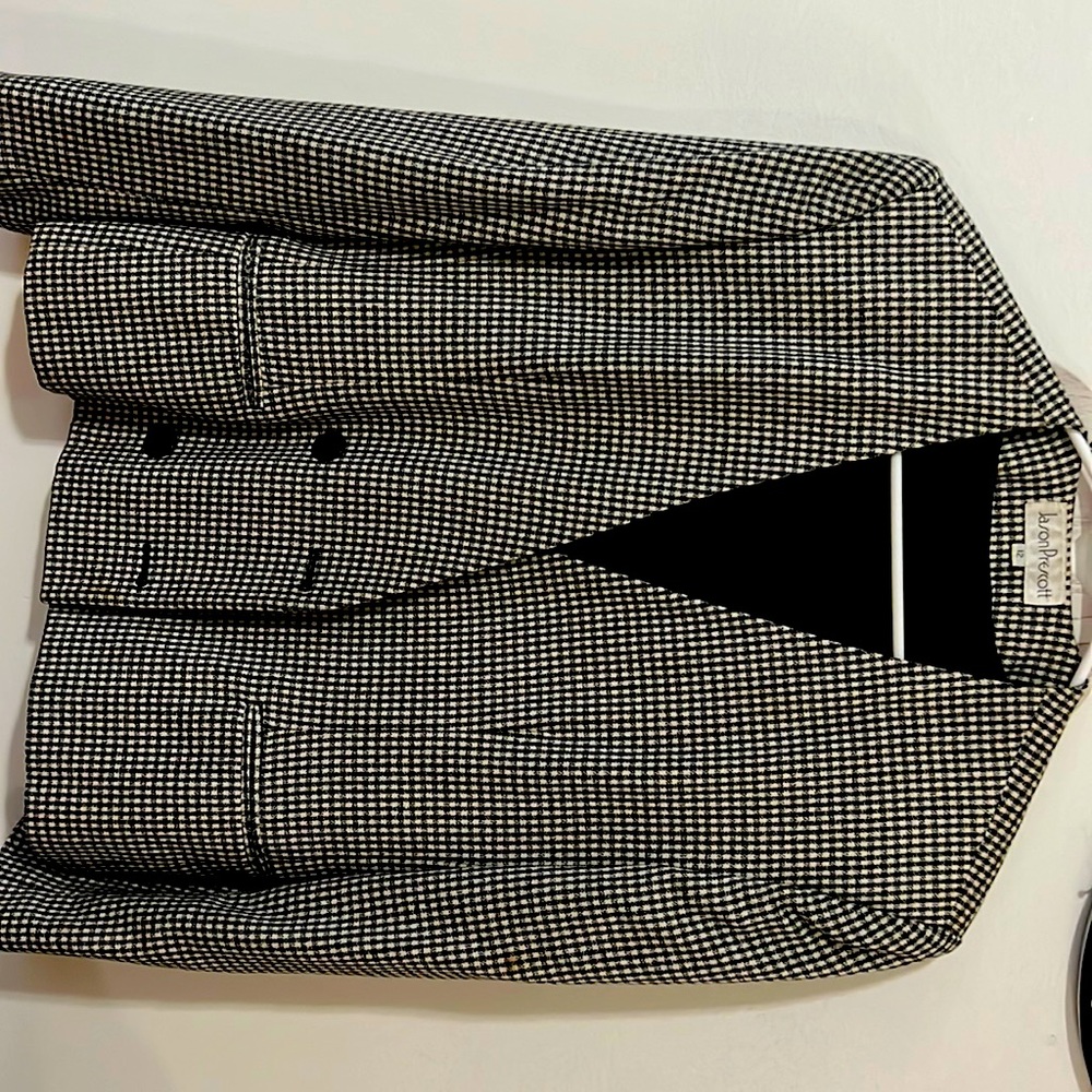 Real Vintage JASON PRESCOTT JACKET SIZE  12 Wool Blend Black & White checkers